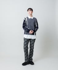 RSBED09390 TRUNK HIROKO KOSHINO(ヒロココシノ) 配色ステッチ比翼デザインシャツ/洗える ホワイト