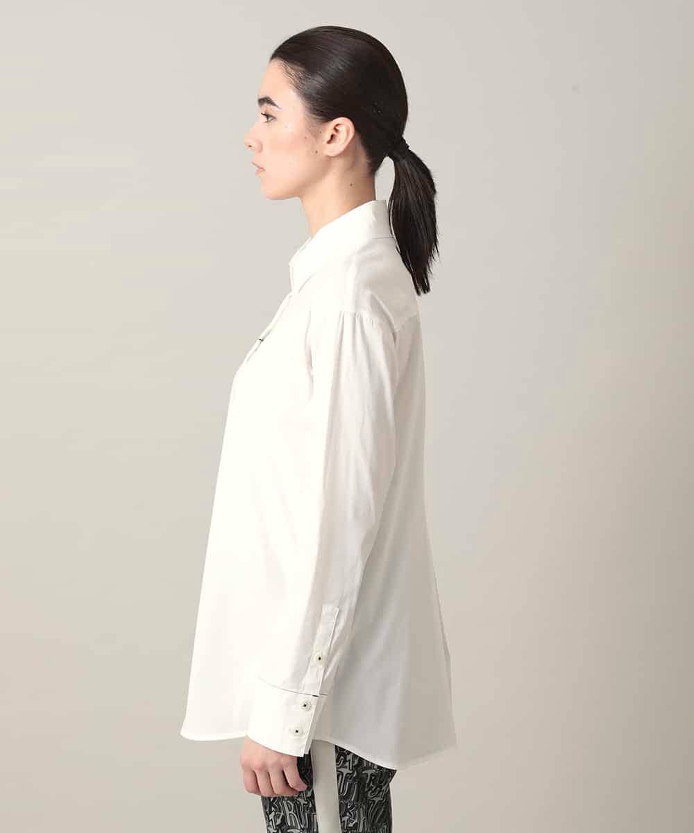 RSBED09390 TRUNK HIROKO KOSHINO(ヒロココシノ) 配色ステッチ比翼デザインシャツ/洗える ホワイト