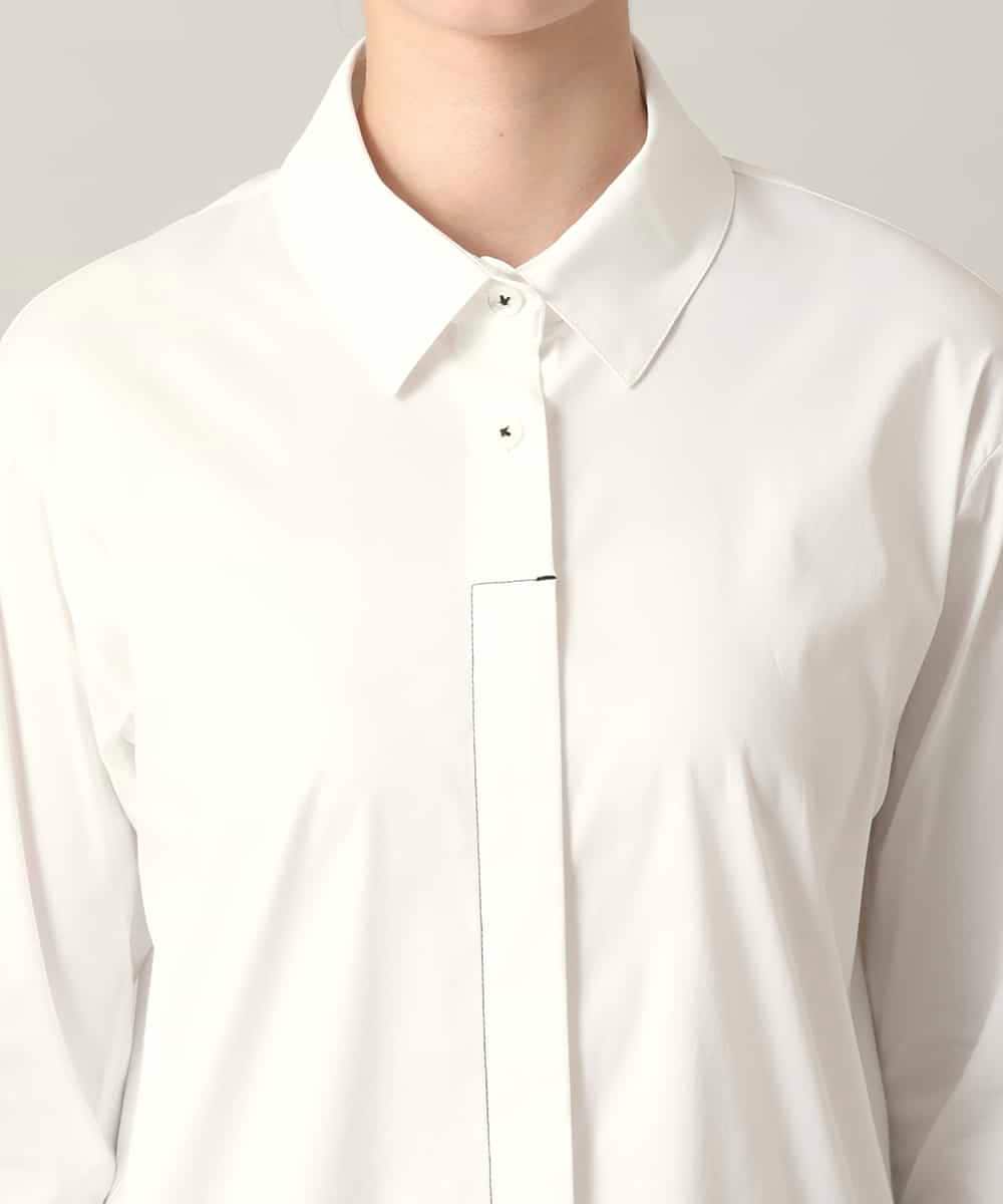 RSBED09390 TRUNK HIROKO KOSHINO(ヒロココシノ) 配色ステッチ比翼デザインシャツ/洗える ホワイト