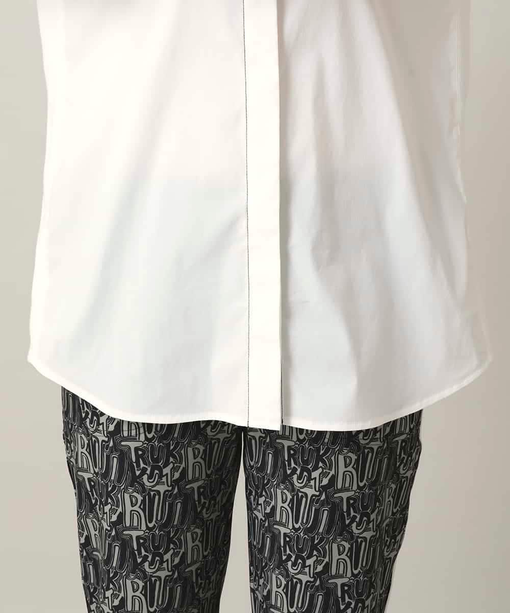 RSBED09390 TRUNK HIROKO KOSHINO(ヒロココシノ) 配色ステッチ比翼デザインシャツ/洗える ホワイト