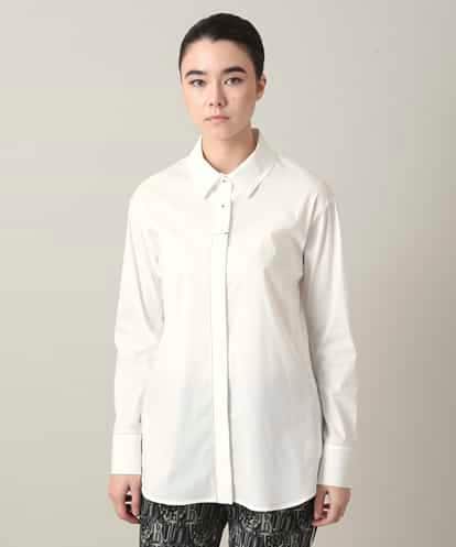 RSBED09390 TRUNK HIROKO KOSHINO 配色ステッチ比翼デザインシャツ/洗える