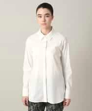 RSBED09390 TRUNK HIROKO KOSHINO(ヒロココシノ) 配色ステッチ比翼デザインシャツ/洗える ホワイト