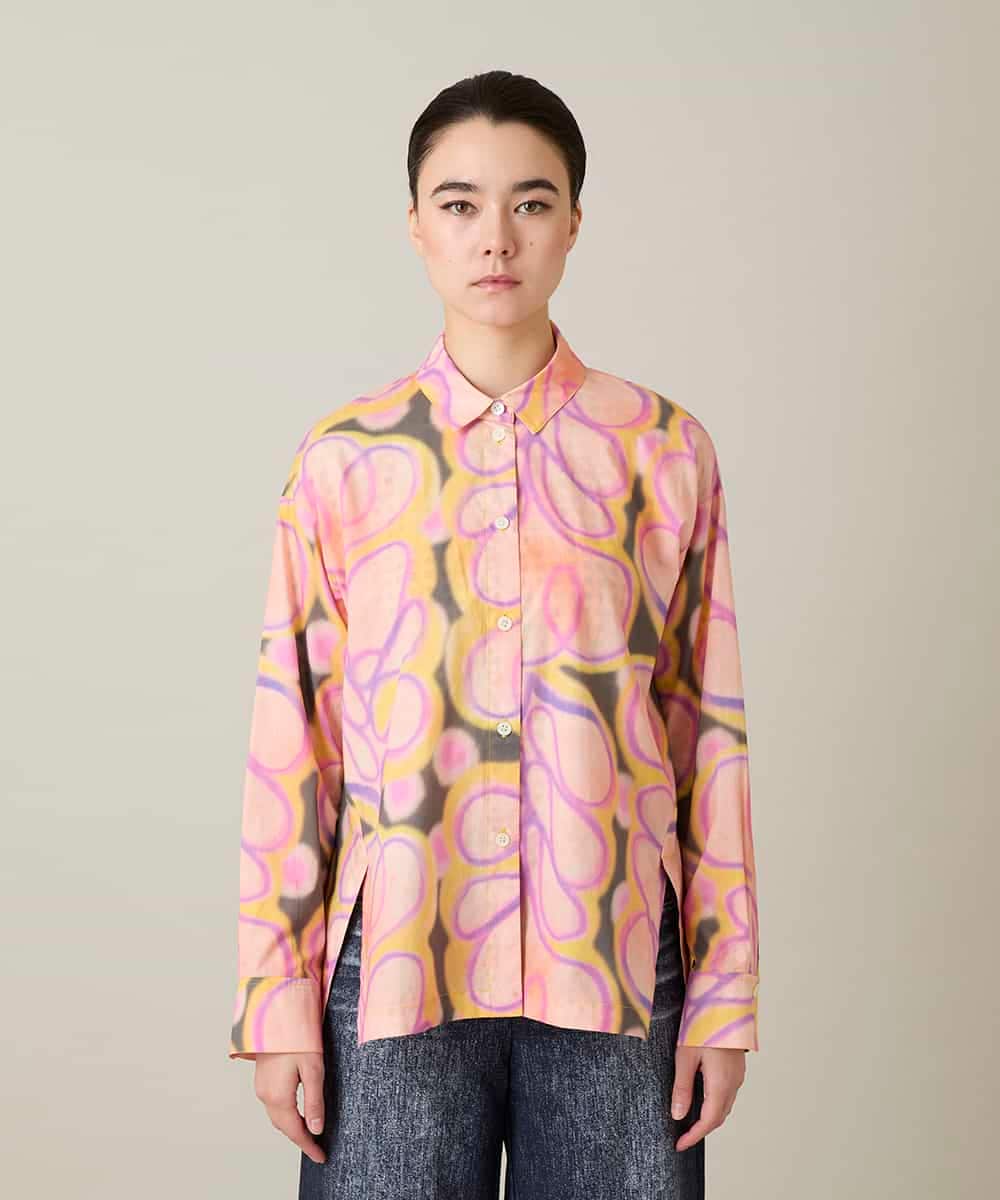 RSBFD05590 TRUNK HIROKO KOSHINO(ヒロココシノ) フラワーファジーローンシャツ ピンク