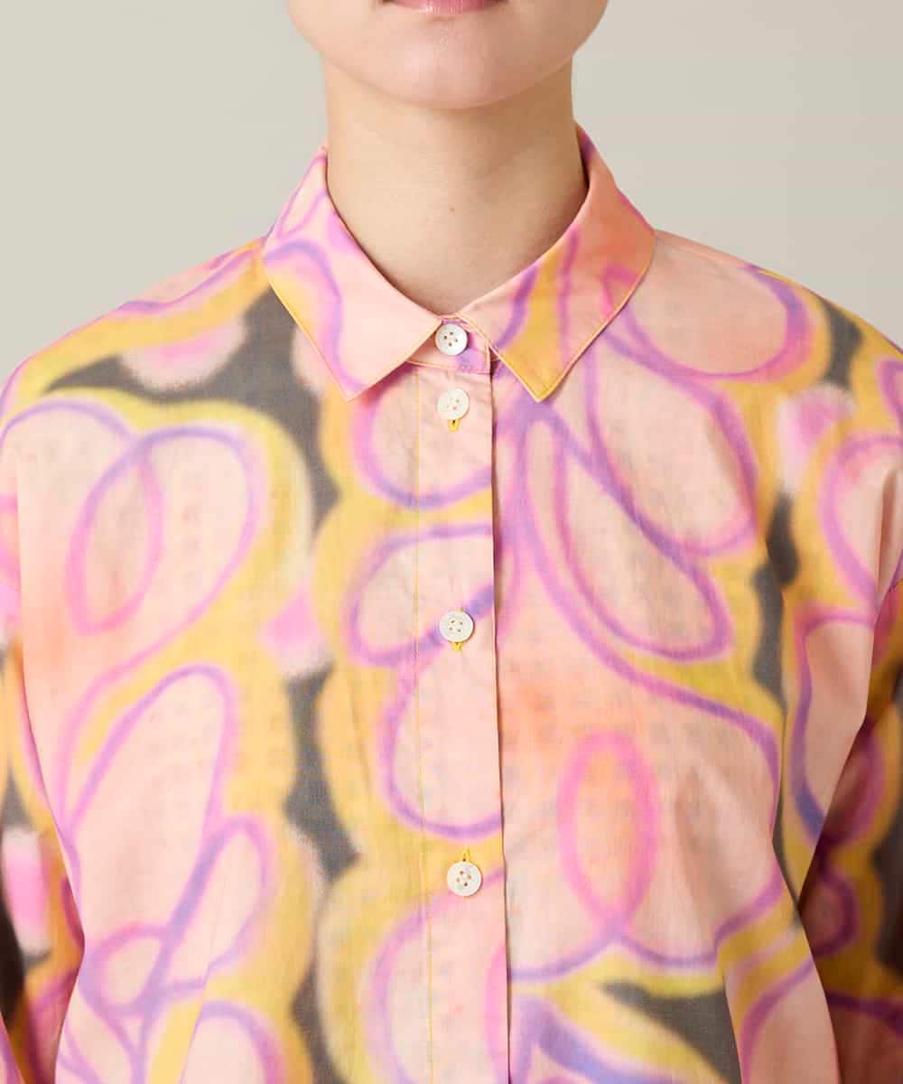 RSBFD05590 TRUNK HIROKO KOSHINO(ヒロココシノ) フラワーファジーローンシャツ ピンク