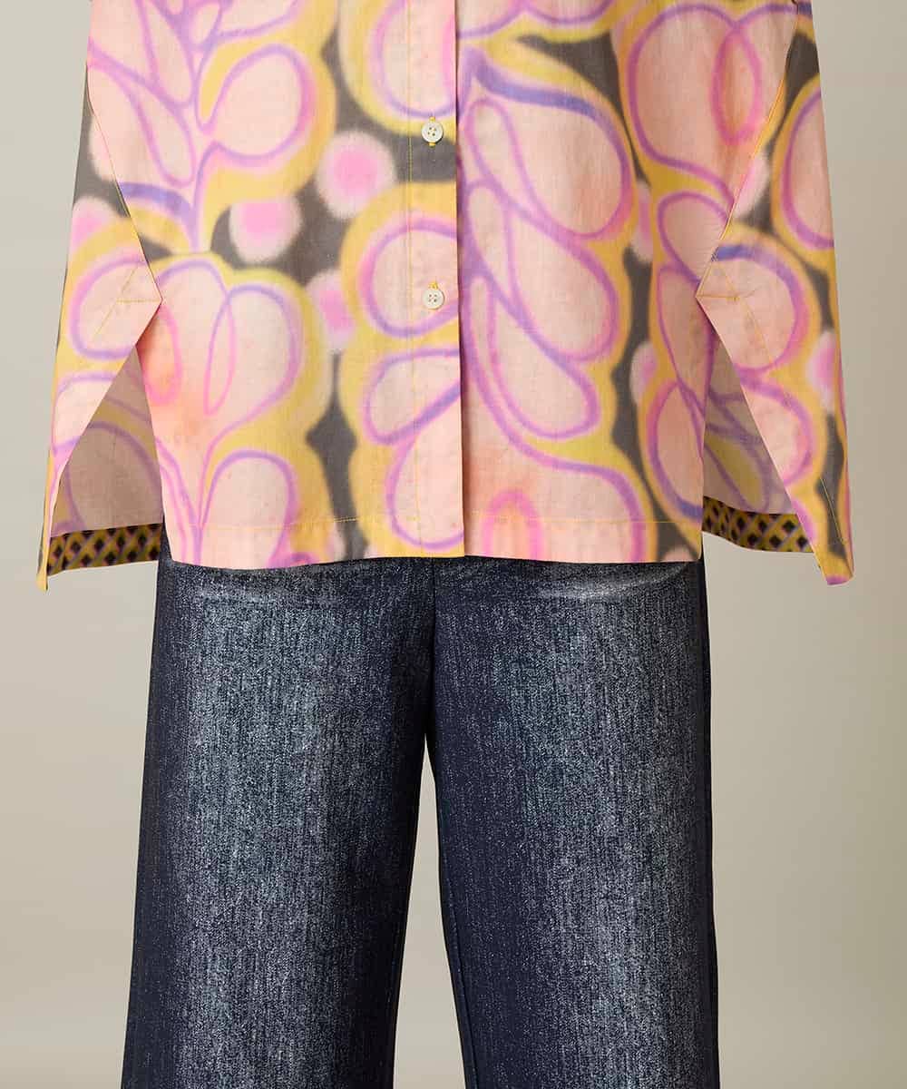 RSBFD05590 TRUNK HIROKO KOSHINO(ヒロココシノ) フラワーファジーローンシャツ ピンク