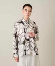 RSBFD05590 TRUNK HIROKO KOSHINO(ヒロココシノ) フラワーファジーローンシャツ ブラック