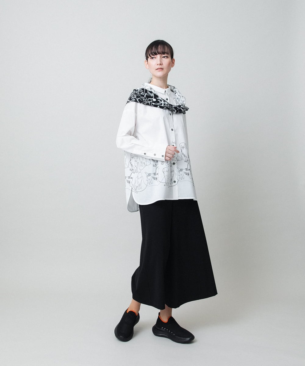 RSBFD14530 TRUNK HIROKO KOSHINO(ヒロココシノ) ドッグ刺繍プリントブロードシャツ ホワイト