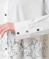 RSBFD14530 TRUNK HIROKO KOSHINO(ヒロココシノ) ドッグ刺繍プリントブロードシャツ ホワイト