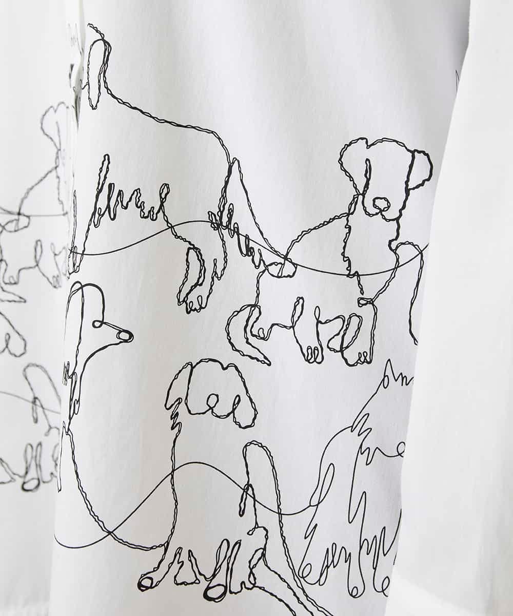 RSBFD14530 TRUNK HIROKO KOSHINO(ヒロココシノ) ドッグ刺繍プリントブロードシャツ ホワイト