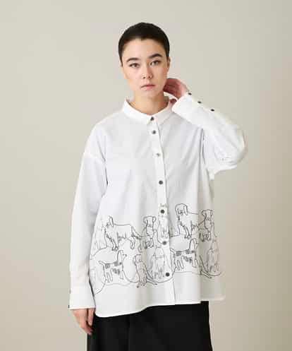 RSBFD14530 TRUNK HIROKO KOSHINO ドッグ刺繍プリントブロードシャツ