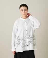 RSBFD14530 TRUNK HIROKO KOSHINO(ヒロココシノ) ドッグ刺繍プリントブロードシャツ ホワイト