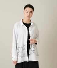 RSBFD14530 TRUNK HIROKO KOSHINO(ヒロココシノ) ドッグ刺繍プリントブロードシャツ ホワイト