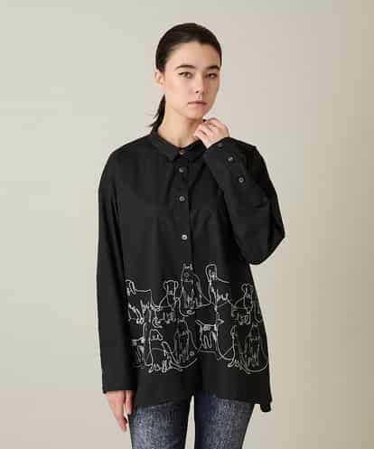 RSBFD14530 TRUNK HIROKO KOSHINO ドッグ刺繍プリントブロードシャツ