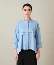 RSBFD17360 TRUNK HIROKO KOSHINO(ヒロココシノ) ジグザグステッチブラウス/洗える ライトブルー