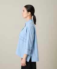 RSBFD17360 TRUNK HIROKO KOSHINO(ヒロココシノ) ジグザグステッチブラウス/洗える ライトブルー