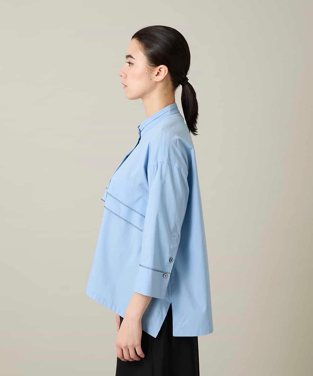 RSBFD17360 TRUNK HIROKO KOSHINO(ヒロココシノ) ジグザグステッチブラウス/洗える ライトブルー