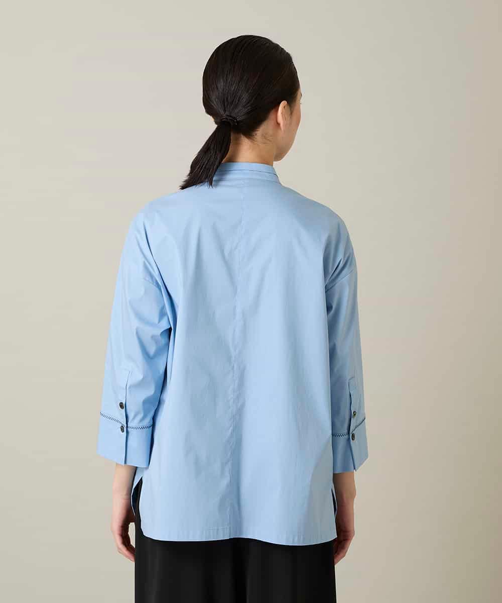 RSBFD17360 TRUNK HIROKO KOSHINO(ヒロココシノ) ジグザグステッチブラウス/洗える ライトブルー