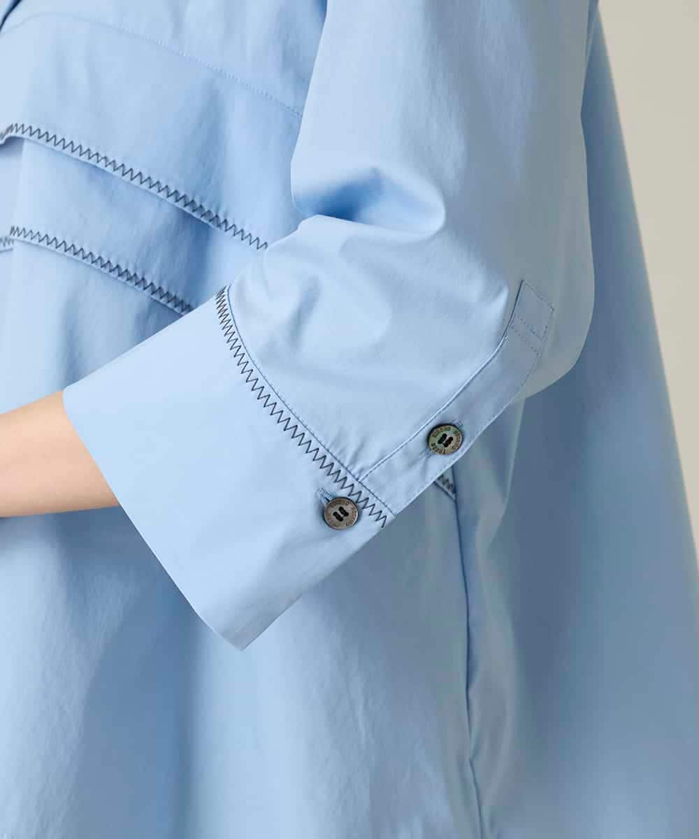 RSBFD17360 TRUNK HIROKO KOSHINO(ヒロココシノ) ジグザグステッチブラウス/洗える ライトブルー