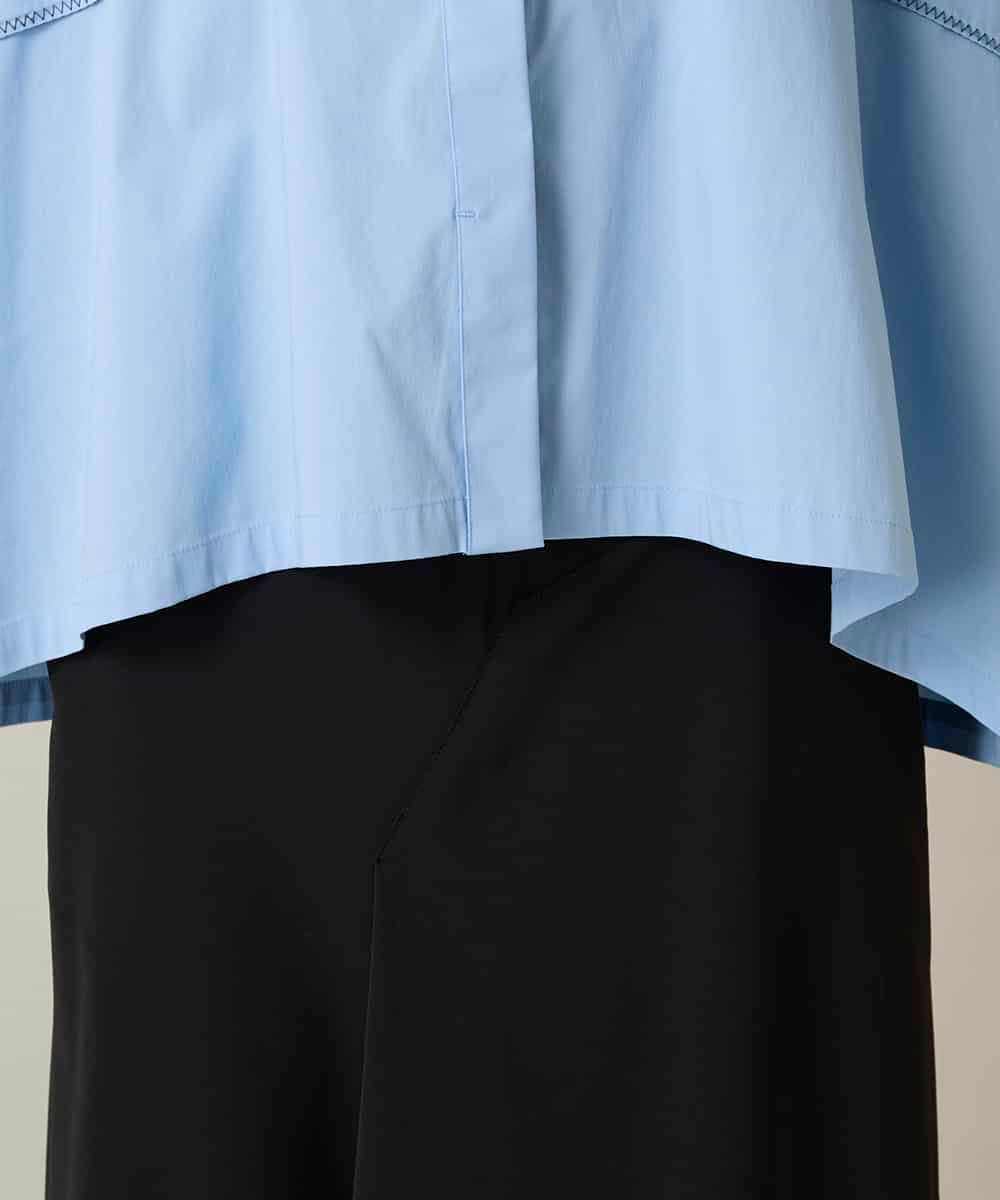 RSBFD17360 TRUNK HIROKO KOSHINO(ヒロココシノ) ジグザグステッチブラウス/洗える ライトブルー