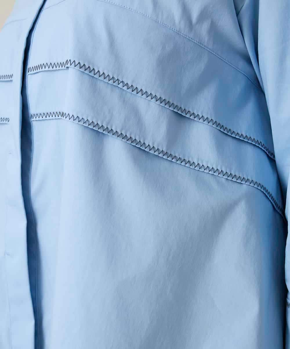 RSBFD17360 TRUNK HIROKO KOSHINO(ヒロココシノ) ジグザグステッチブラウス/洗える ライトブルー