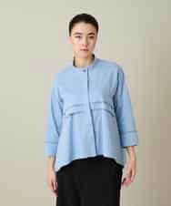 RSBFD17360 TRUNK HIROKO KOSHINO(ヒロココシノ) ジグザグステッチブラウス/洗える ライトブルー