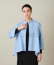 RSBFD17360 TRUNK HIROKO KOSHINO(ヒロココシノ) ジグザグステッチブラウス/洗える ライトブルー