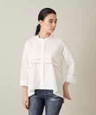 RSBFD17360 TRUNK HIROKO KOSHINO(ヒロココシノ) ジグザグステッチブラウス/洗える ホワイト