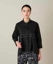 RSBFD17360 TRUNK HIROKO KOSHINO(ヒロココシノ) ジグザグステッチブラウス/洗える ブラック