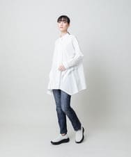 RSBFD18390 TRUNK HIROKO KOSHINO(ヒロココシノ) 配色ジグザグステッチチュニックブラウス/洗える ホワイト