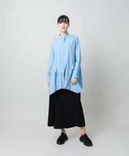 RSBFD18390 TRUNK HIROKO KOSHINO(ヒロココシノ) 配色ジグザグステッチチュニックブラウス/洗える ホワイト