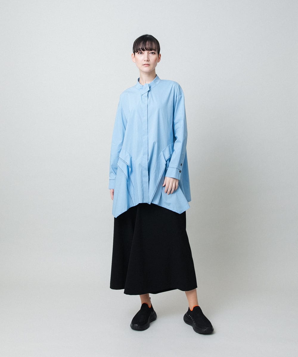 RSBFD18390 TRUNK HIROKO KOSHINO(ヒロココシノ) 配色ジグザグステッチチュニックブラウス/洗える ホワイト