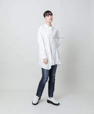 RSBFD18390 TRUNK HIROKO KOSHINO(ヒロココシノ) 配色ジグザグステッチチュニックブラウス/洗える ホワイト