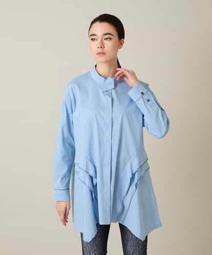 RSBFD18390 TRUNK HIROKO KOSHINO 配色ジグザグステッチチュニックブラウス/洗える