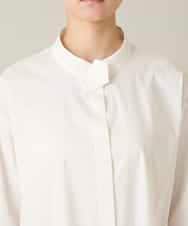 RSBFD18390 TRUNK HIROKO KOSHINO(ヒロココシノ) 配色ジグザグステッチチュニックブラウス/洗える ホワイト