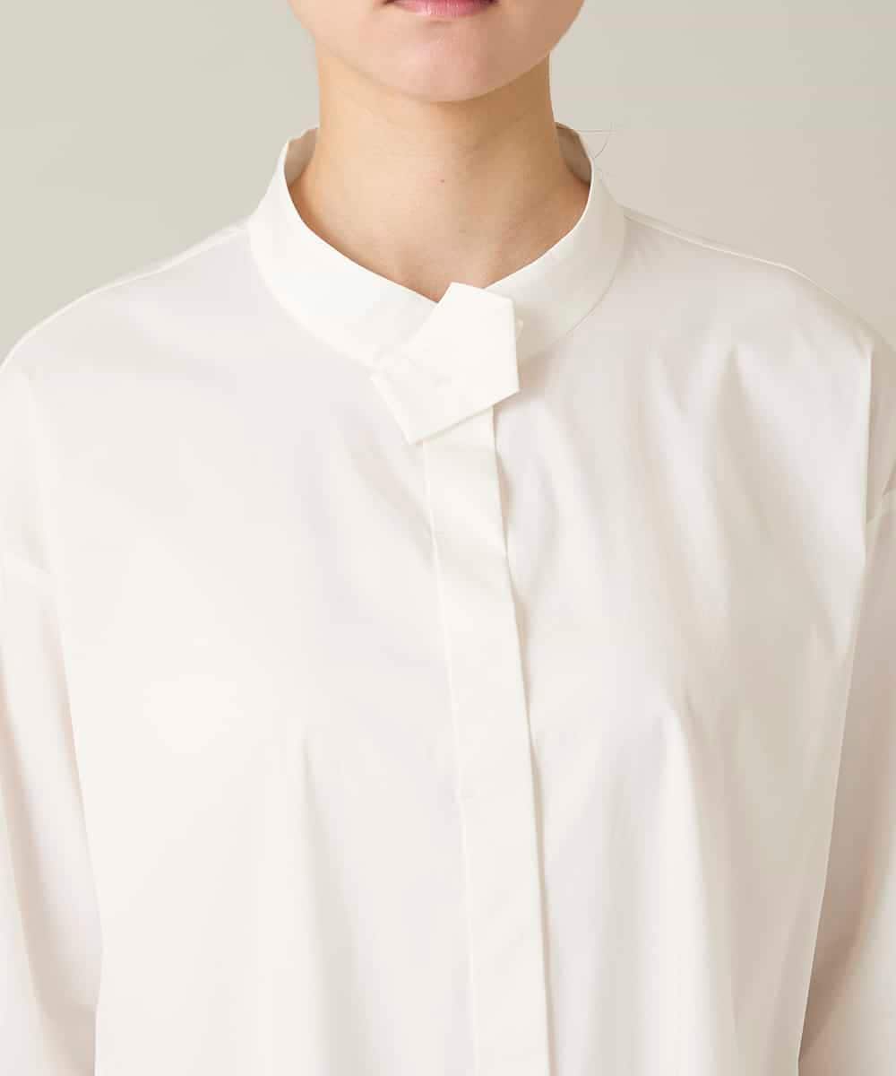 RSBFD18390 TRUNK HIROKO KOSHINO(ヒロココシノ) 配色ジグザグステッチチュニックブラウス/洗える ホワイト