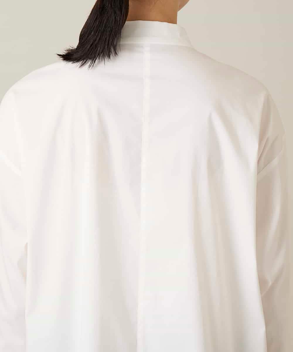 RSBFD18390 TRUNK HIROKO KOSHINO(ヒロココシノ) 配色ジグザグステッチチュニックブラウス/洗える ホワイト