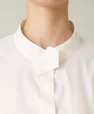 RSBFD18390 TRUNK HIROKO KOSHINO(ヒロココシノ) 配色ジグザグステッチチュニックブラウス/洗える ホワイト