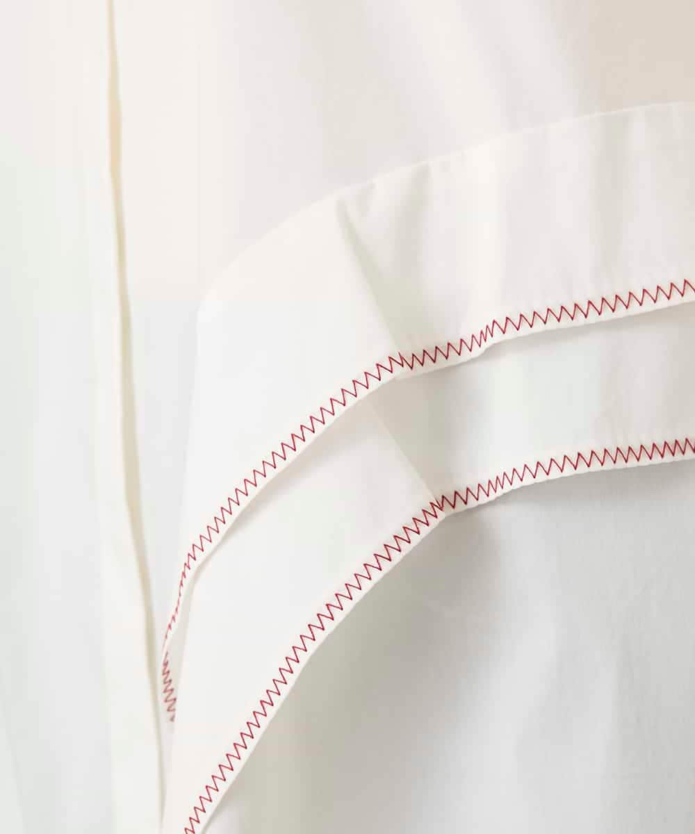 RSBFD18390 TRUNK HIROKO KOSHINO(ヒロココシノ) 配色ジグザグステッチチュニックブラウス/洗える ホワイト