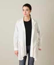 RSBFD18390 TRUNK HIROKO KOSHINO(ヒロココシノ) 配色ジグザグステッチチュニックブラウス/洗える ホワイト