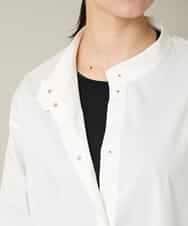 RSBFD18390 TRUNK HIROKO KOSHINO(ヒロココシノ) 配色ジグザグステッチチュニックブラウス/洗える ホワイト