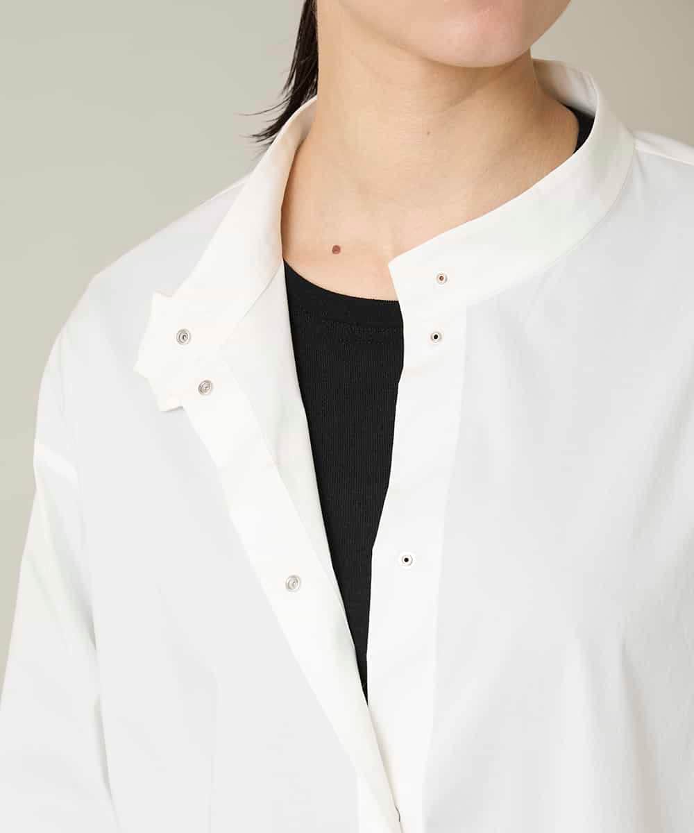 RSBFD18390 TRUNK HIROKO KOSHINO(ヒロココシノ) 配色ジグザグステッチチュニックブラウス/洗える ホワイト