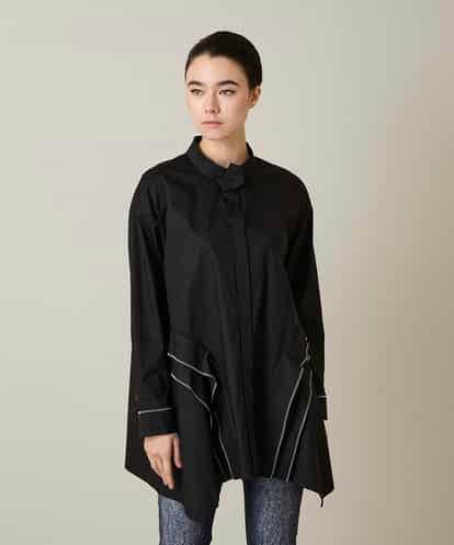 RSBFD18390 TRUNK HIROKO KOSHINO 配色ジグザグステッチチュニックブラウス/洗える