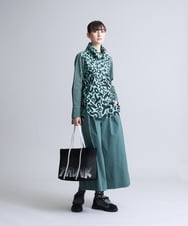 RSBFS54450 TRUNK HIROKO KOSHINO(ヒロココシノ) 【洗濯機で洗える】ロゴストライプデザインシャツ ブラック