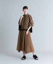 RSBFU60440 TRUNK HIROKO KOSHINO(ヒロココシノ) 【洗濯機で洗える】水玉柄ジップアップタフタブラウス ブラウン