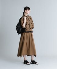 RSBFU60440 TRUNK HIROKO KOSHINO(ヒロココシノ) 【洗濯機で洗える】水玉柄ジップアップタフタブラウス ブラウン
