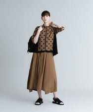 RSBFU60440 TRUNK HIROKO KOSHINO(ヒロココシノ) 【洗濯機で洗える】水玉柄ジップアップタフタブラウス ブラウン