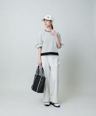 RSBGA05430 TRUNK HIROKO KOSHINO(ヒロココシノ) ドロストスリーブストライプブラウス /洗える ブラック