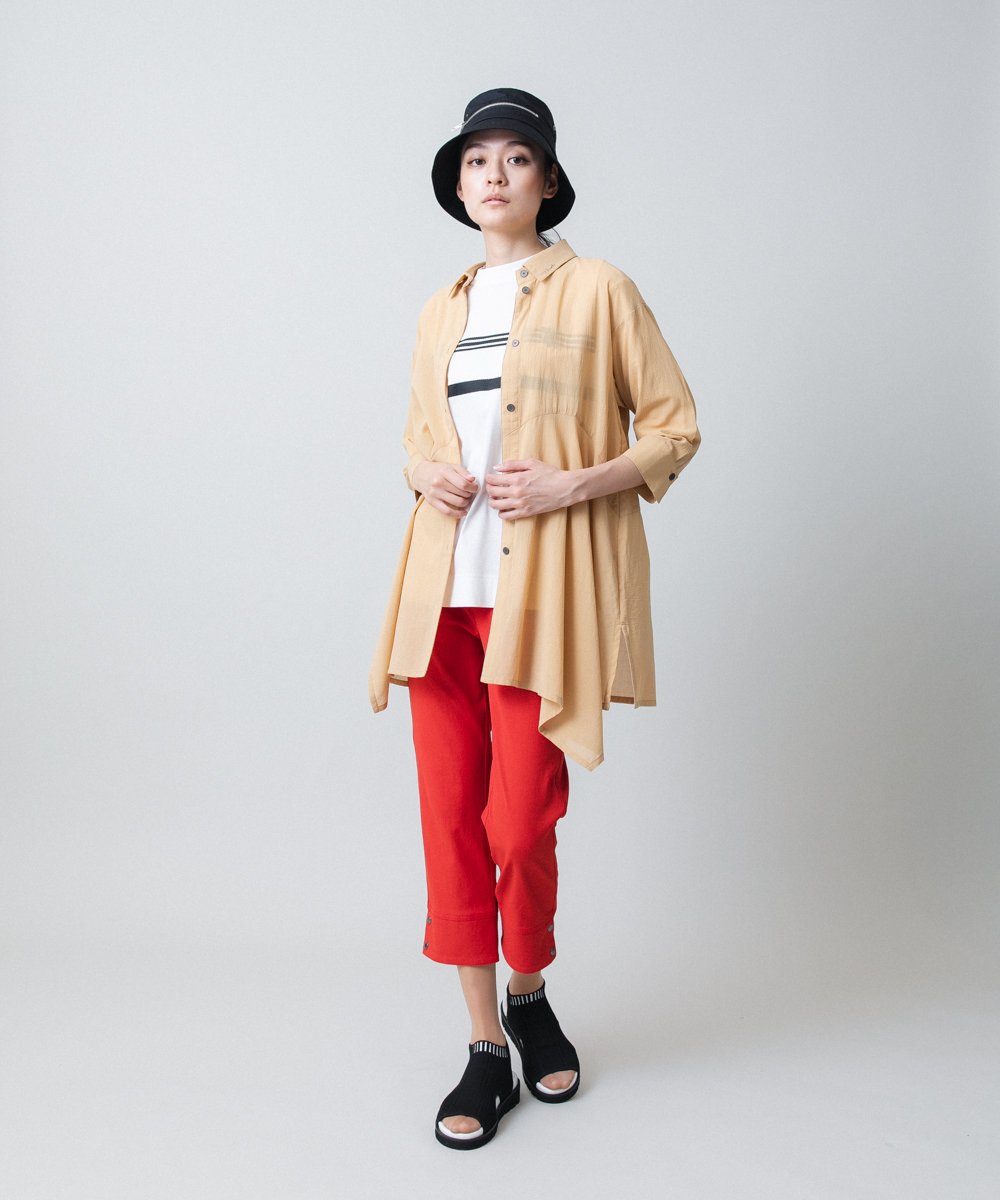 RSBGB10460 TRUNK HIROKO KOSHINO(ヒロココシノ) アシンメトリー切り替えチュニックブラウス/洗える ベージュ