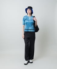 RSBGD02460 TRUNK HIROKO KOSHINO(ヒロココシノ) デニム風ロゴプリントプリーツプルオーバー/洗える ライトブルー