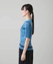 RSBGD02460 TRUNK HIROKO KOSHINO(ヒロココシノ) デニム風ロゴプリントプリーツプルオーバー/洗える ライトブルー